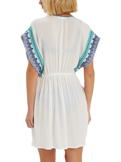 Accessorize Embroidered Fringe Mini Kaftan, White - view 2, White