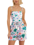 Accessorize Postcard Print Linen Blend Shorts, Ivory/Multi