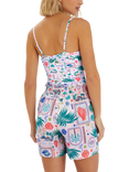 Accessorize Postcard Print Linen Blend Shorts, Ivory/Multi