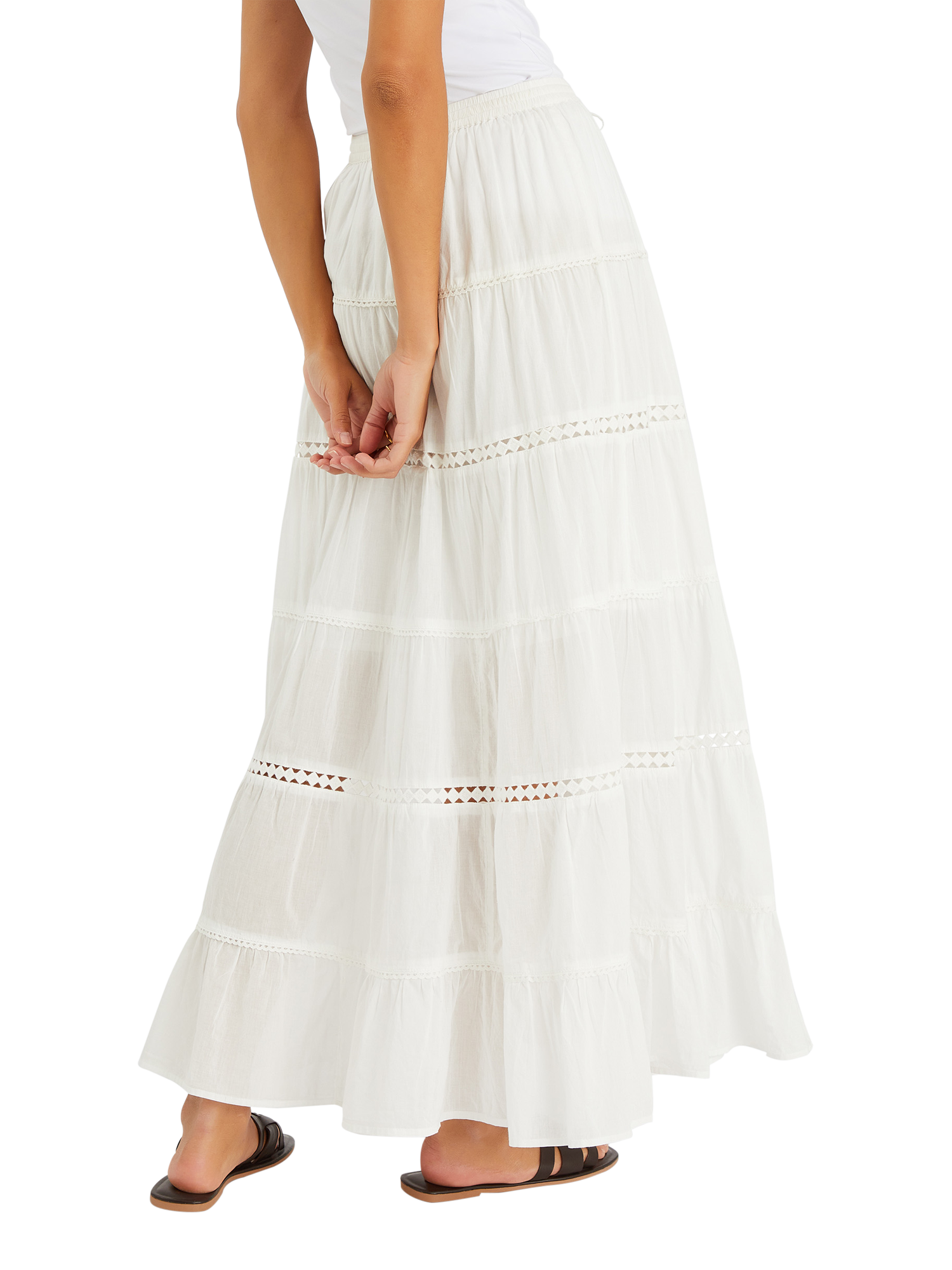 Product image 2 of 4, which shows Accessorize Tiered Maxi Skirt, White, M