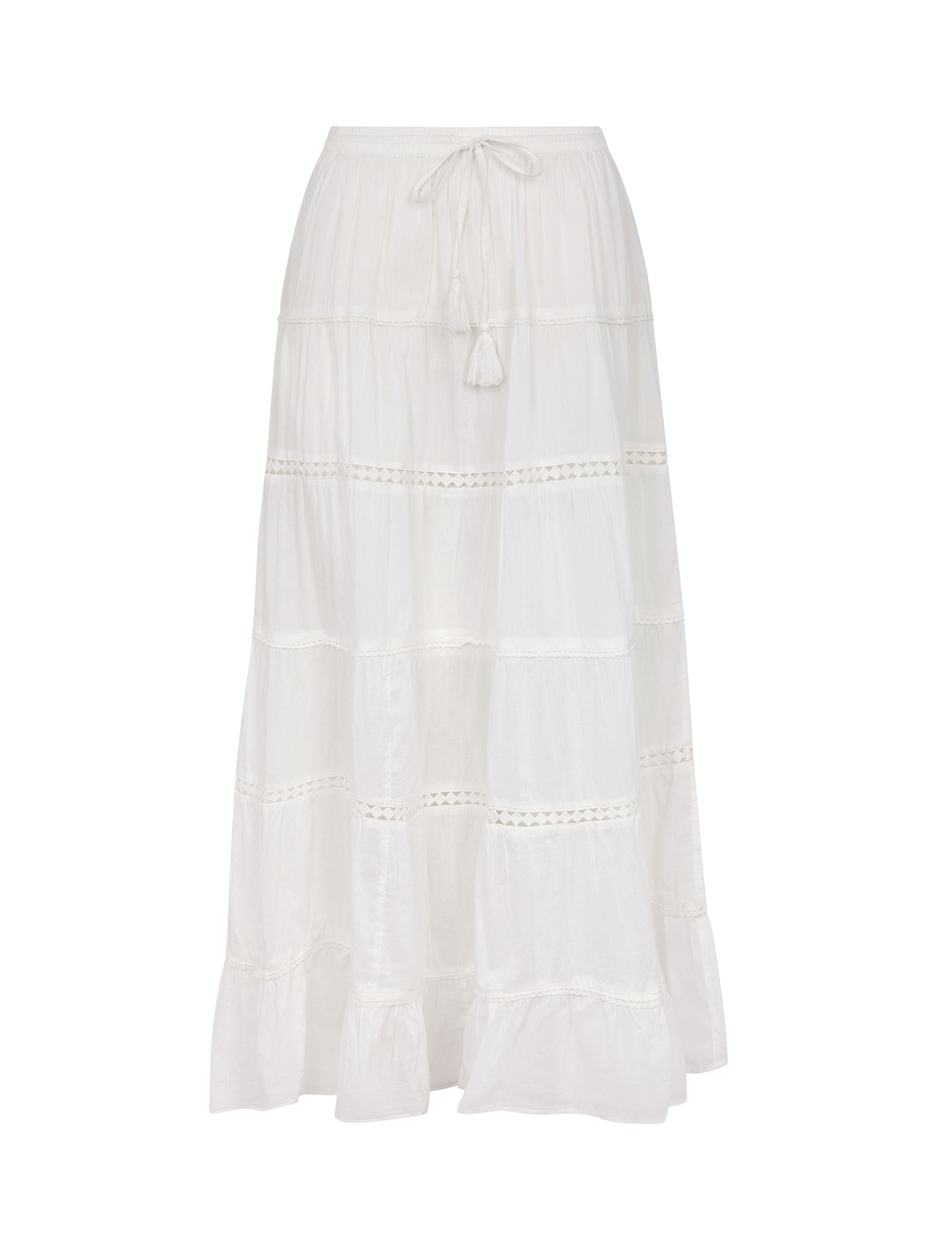 Product image 3 of 4, which shows Accessorize Tiered Maxi Skirt, White, M