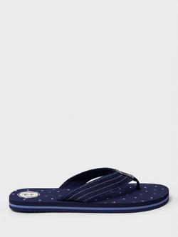 Crew Clothing Printed Flip Flops, Navy Blue, Navy Blue