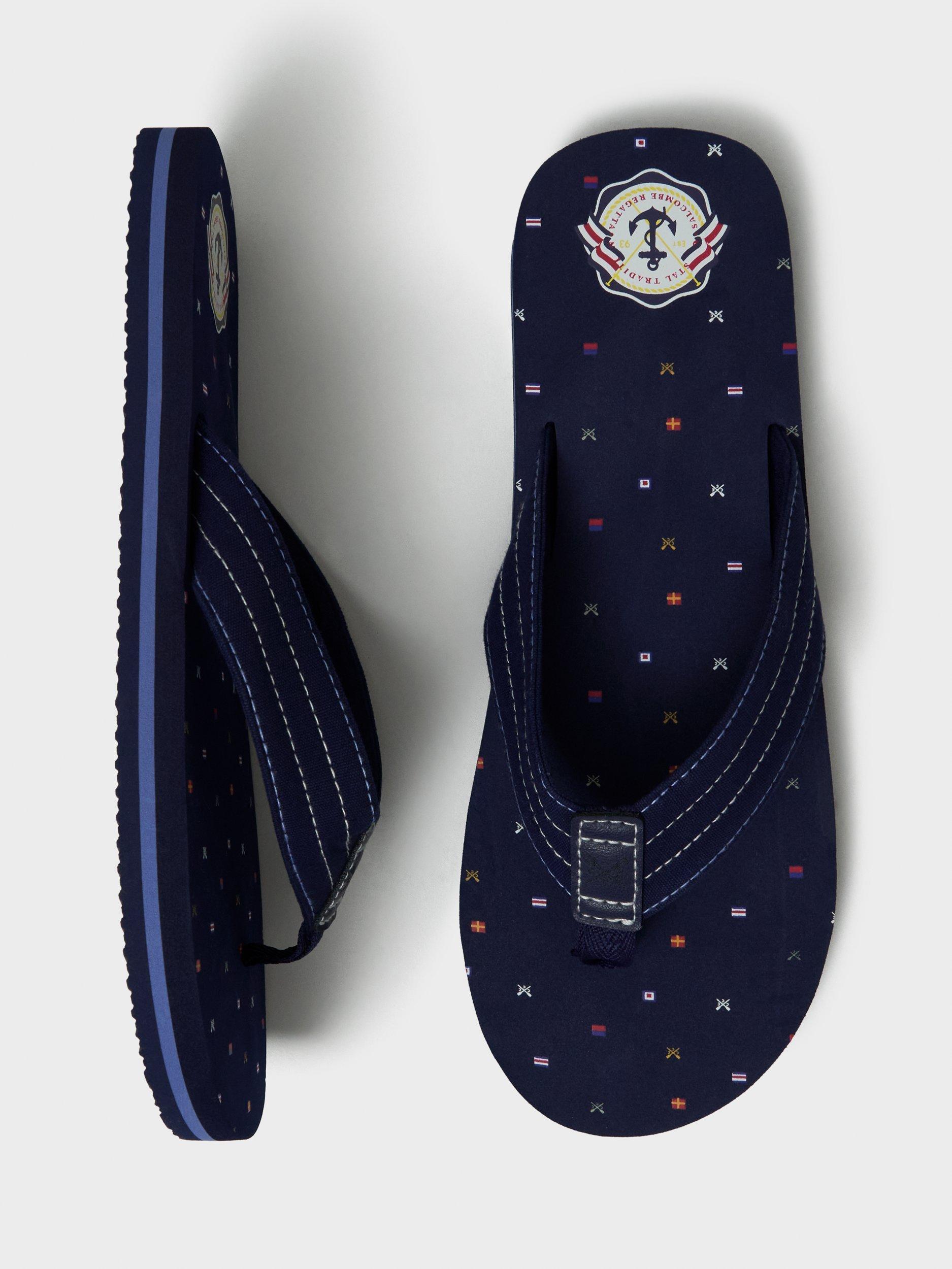 Product image 2 of 2, which shows Crew Clothing Printed Flip Flops, Navy Blue, L