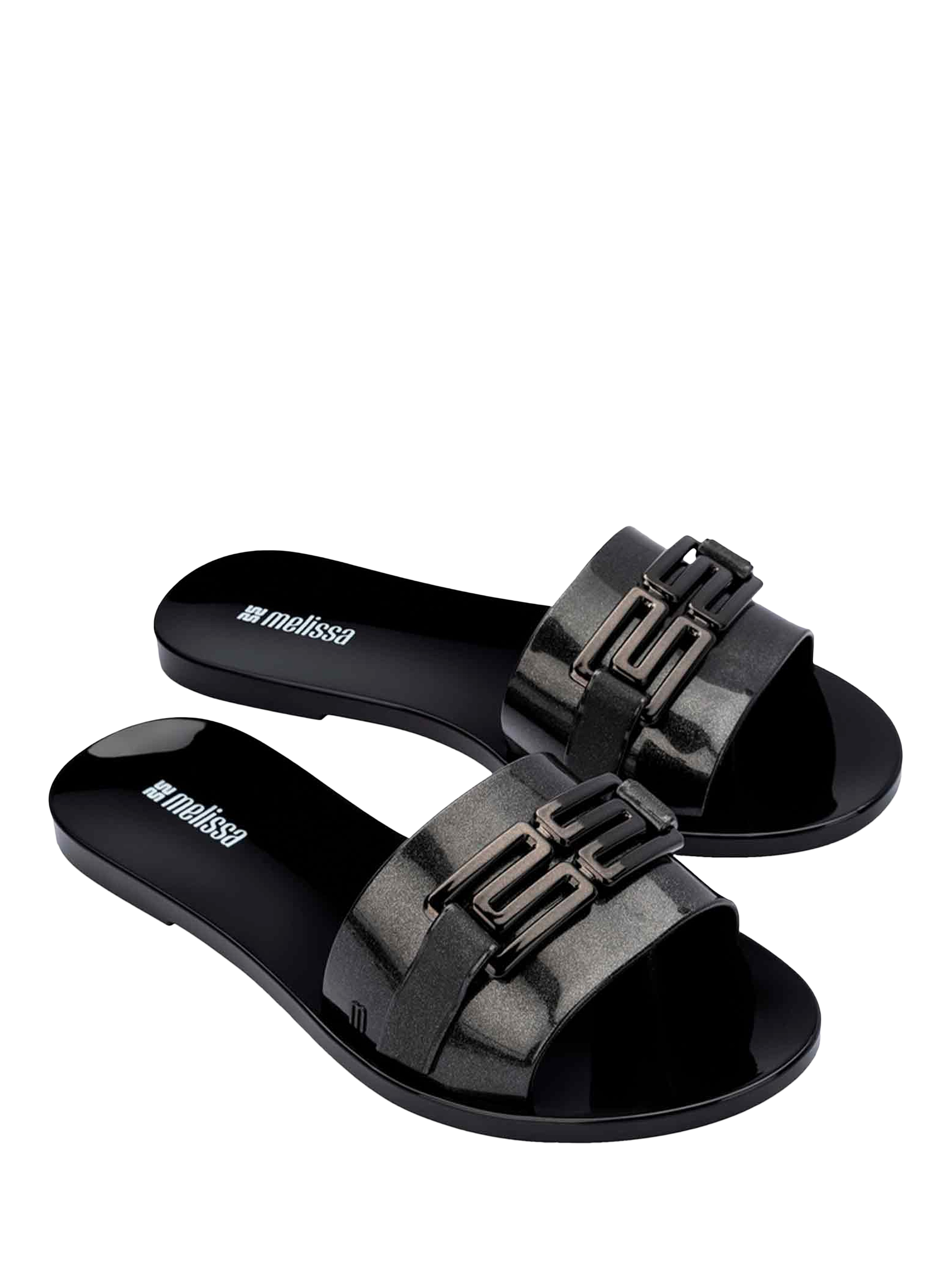 Product image 4 of 4, which shows Melissa Babe M Monogram Chic Sliders, Black, 3