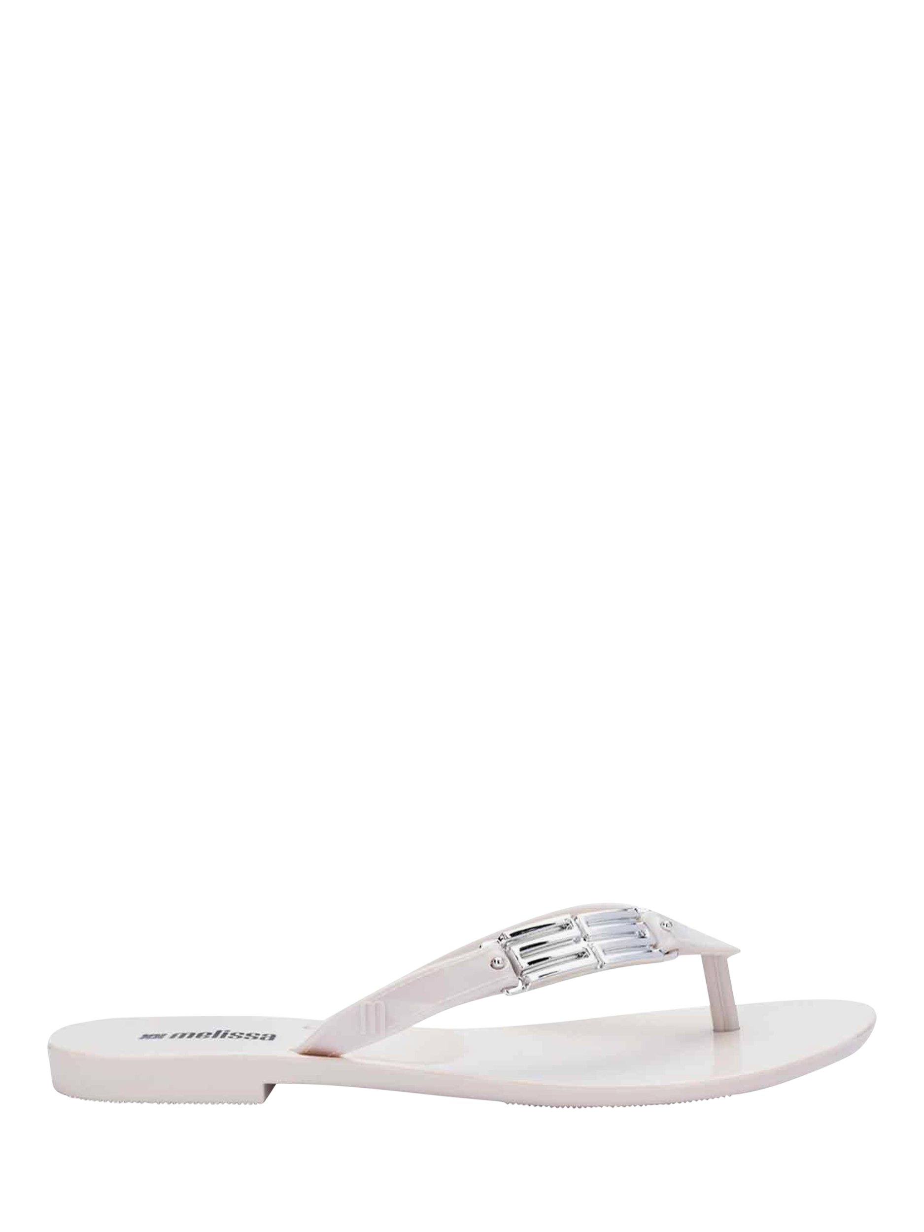 Product image 1 of 11, which shows Melissa Harmonic M Chic Flip Flops, White, 3