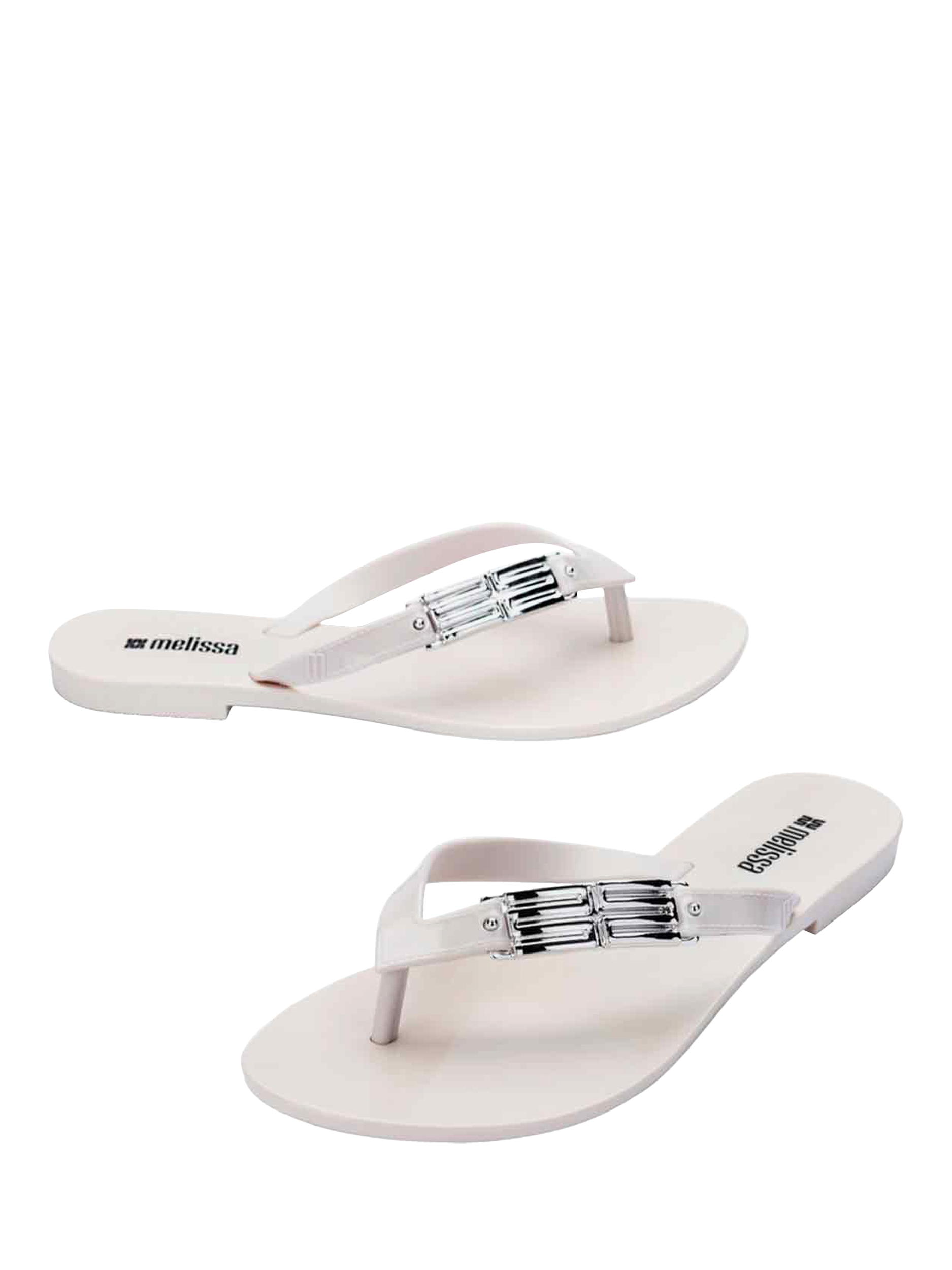 Product image 2 of 11, which shows Melissa Harmonic M Chic Flip Flops, White, 3