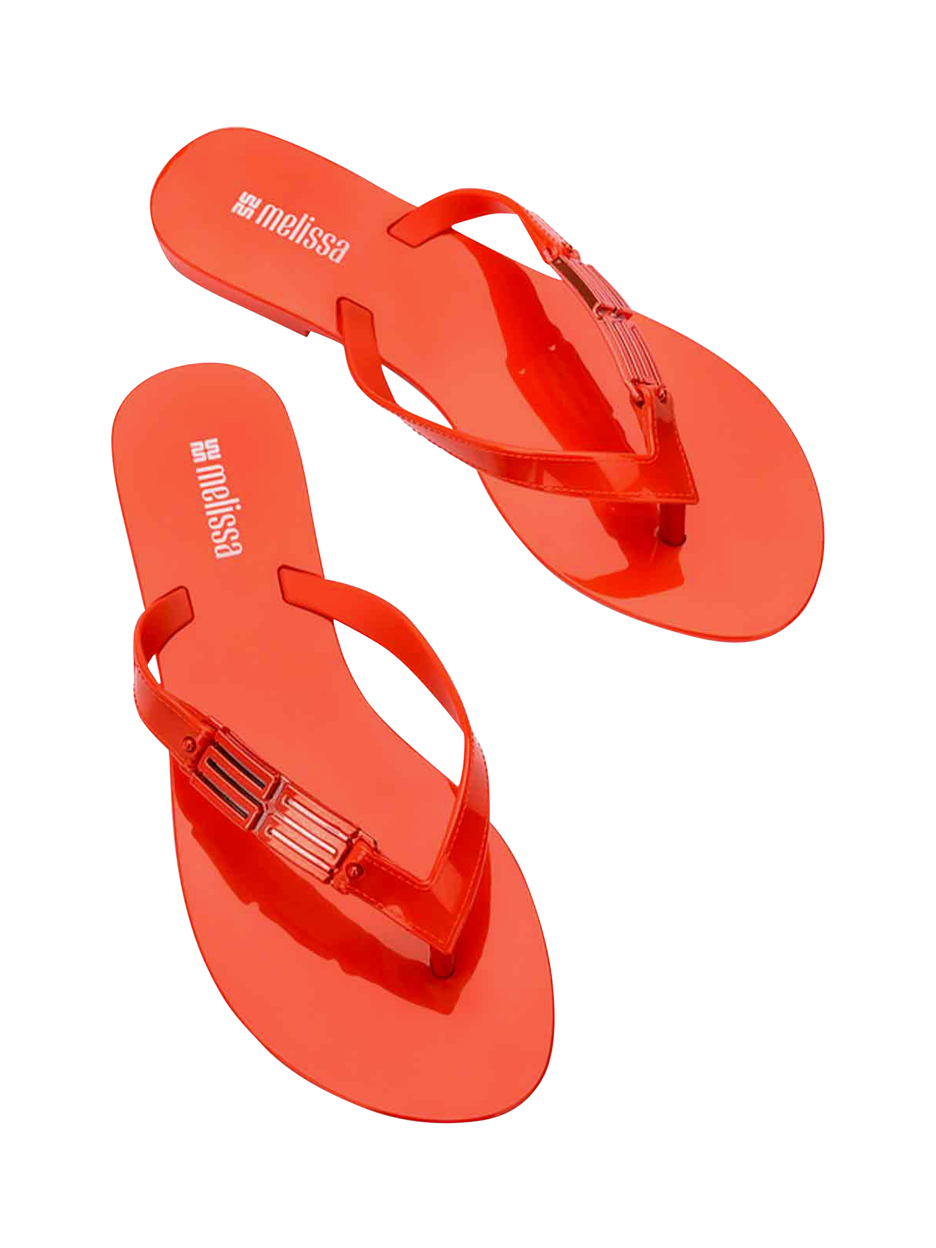 Product image 3 of 11, which shows Melissa Harmonic M Chic Flip Flops, Red, 3