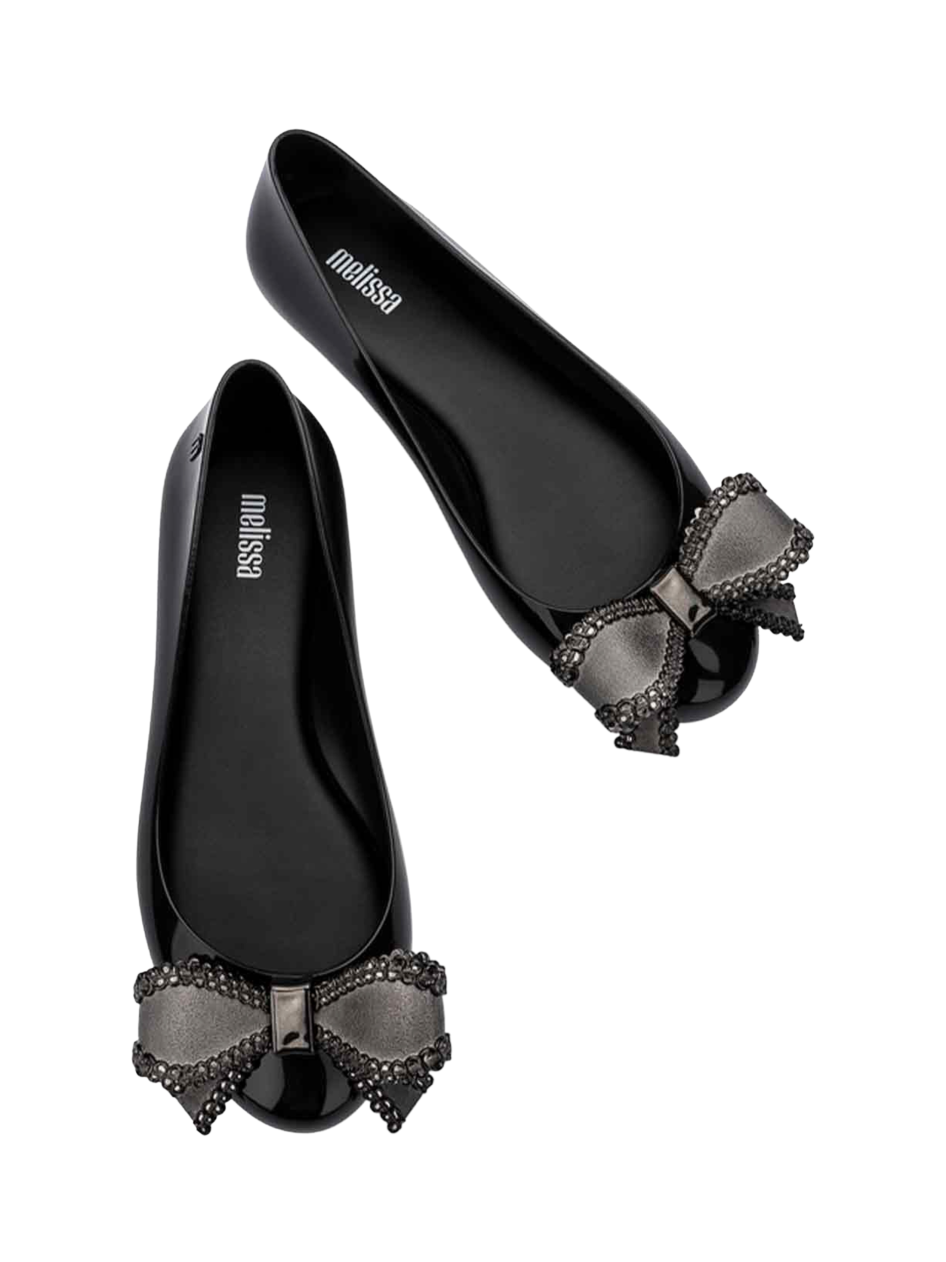 Product image 2 of 3, which shows Melissa Sweet Love VIII Ballerina Pumps, Black/Dark Grey, 3