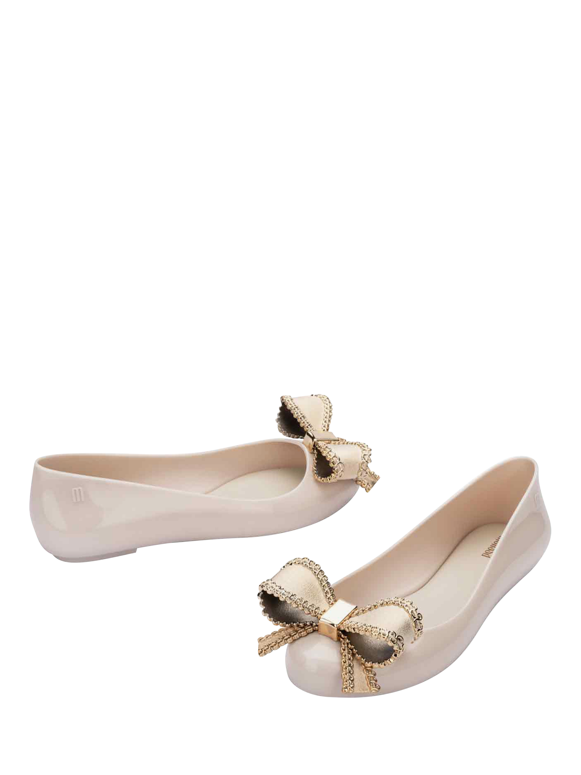 Product image 2 of 4, which shows Melissa Sweet Love VIII Ballerina Pumps, Beige/Gold, 3