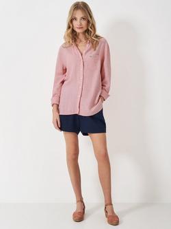Crew Clothing Linen Rich Long Sleeve Shirt, Pink, Pink