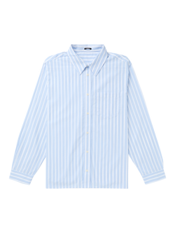 DENHAM Noah Cotton Regular Fit Stripe Shirt, Cashmere Blue, Cashmere Blue