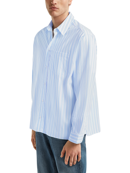 DENHAM Noah Cotton Regular Fit Stripe Shirt, Cashmere Blue - view 2, Cashmere Blue