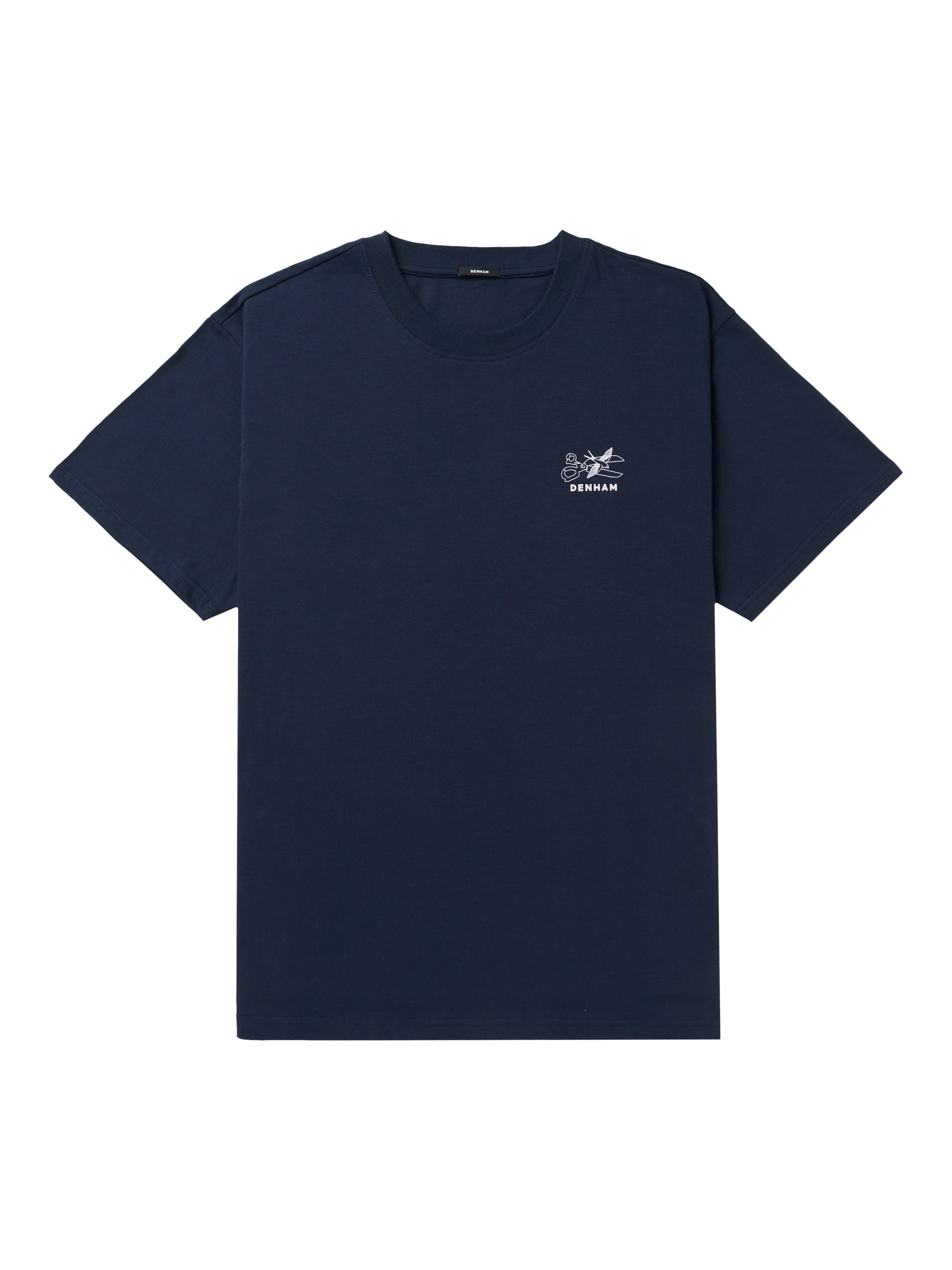Product image 1 of 2, which shows DENHAM Swallow Cotton Regular Fit Short Sleeve Logo T-Shirt, Navy, M