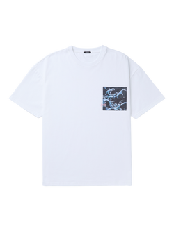 DENHAM Wave Pocket Cotton Regular Fit Short Sleeve T-Shirt, White, White