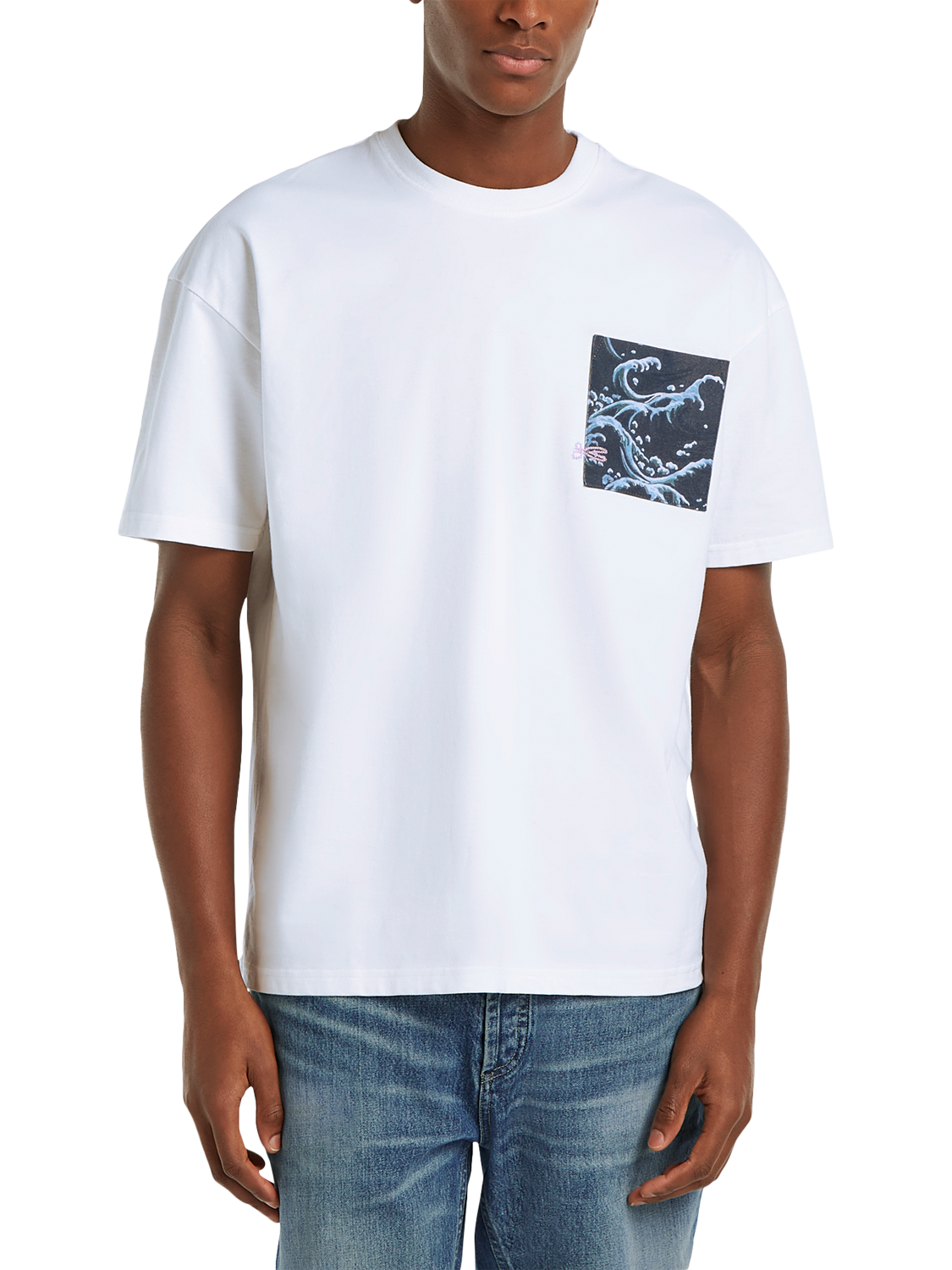 Product image 2 of 4, which shows DENHAM Wave Pocket Cotton Regular Fit Short Sleeve T-Shirt, White, S
