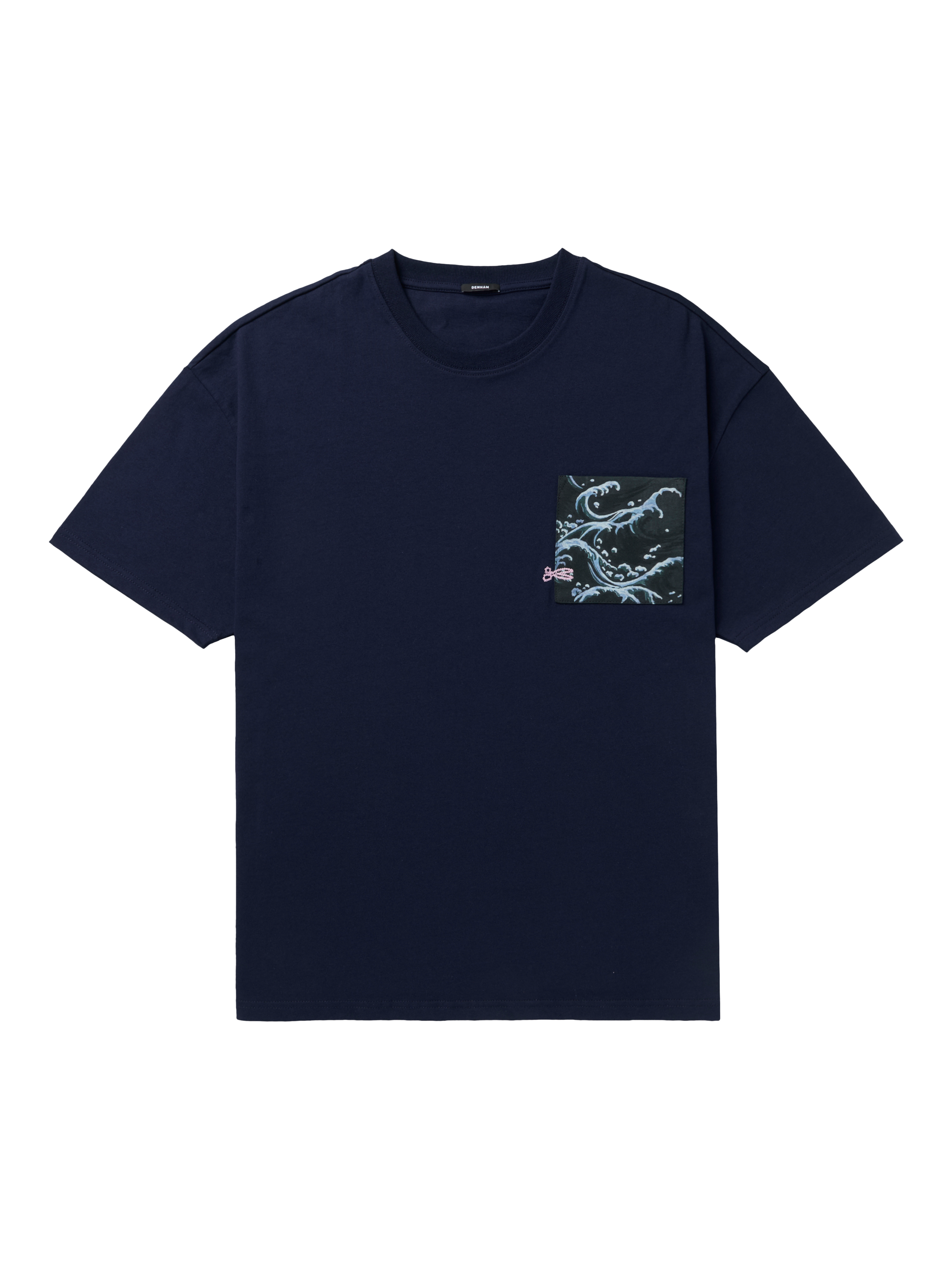 Product image 1 of 4, which shows DENHAM Wave Pocket Cotton Regular Fit Short Sleeve T-Shirt, Medieval Blue, S