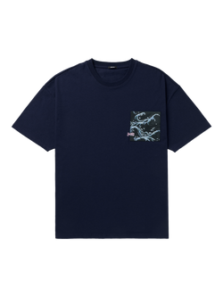 DENHAM Wave Pocket Cotton Regular Fit Short Sleeve T-Shirt, Medieval Blue, Medieval Blue