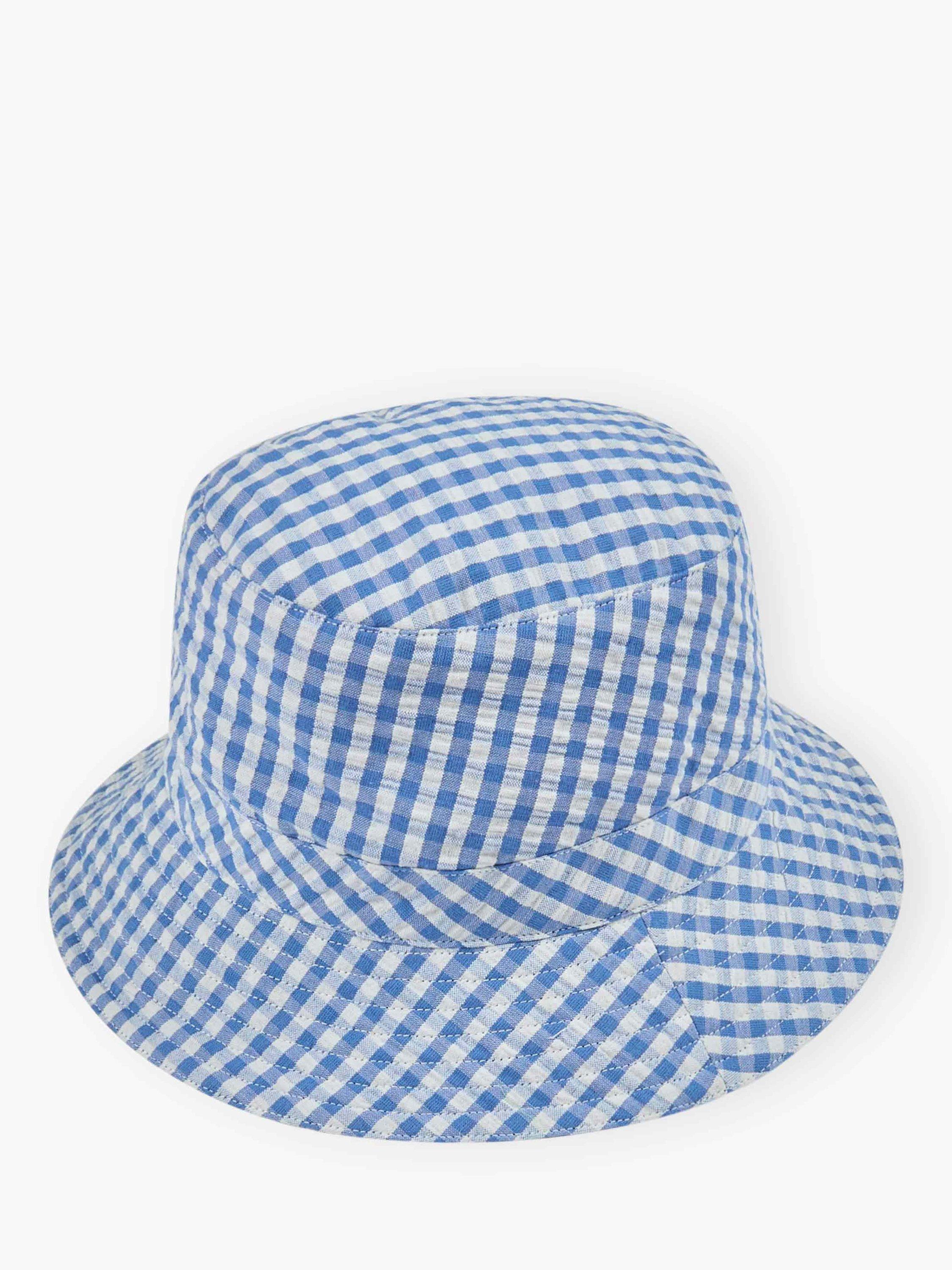 Product image 1 of 2, which shows Brora Gingham Bucket Hat, Blue/Multi, S-M