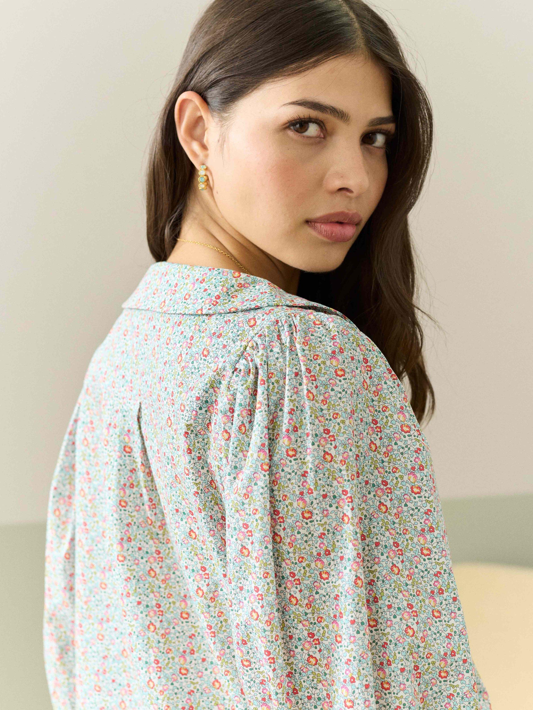 Product image 4 of 5, which shows Brora Liberty Print Floral Pure Organic Cotton Blouse, Multi, 12