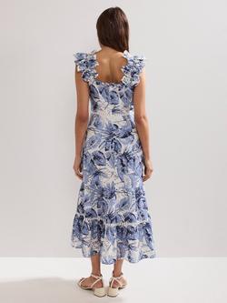 Phase Eight Genieve Floral Broderie Anglaise Midi Dress, Blue/Multi - view 2, Blue/Multi