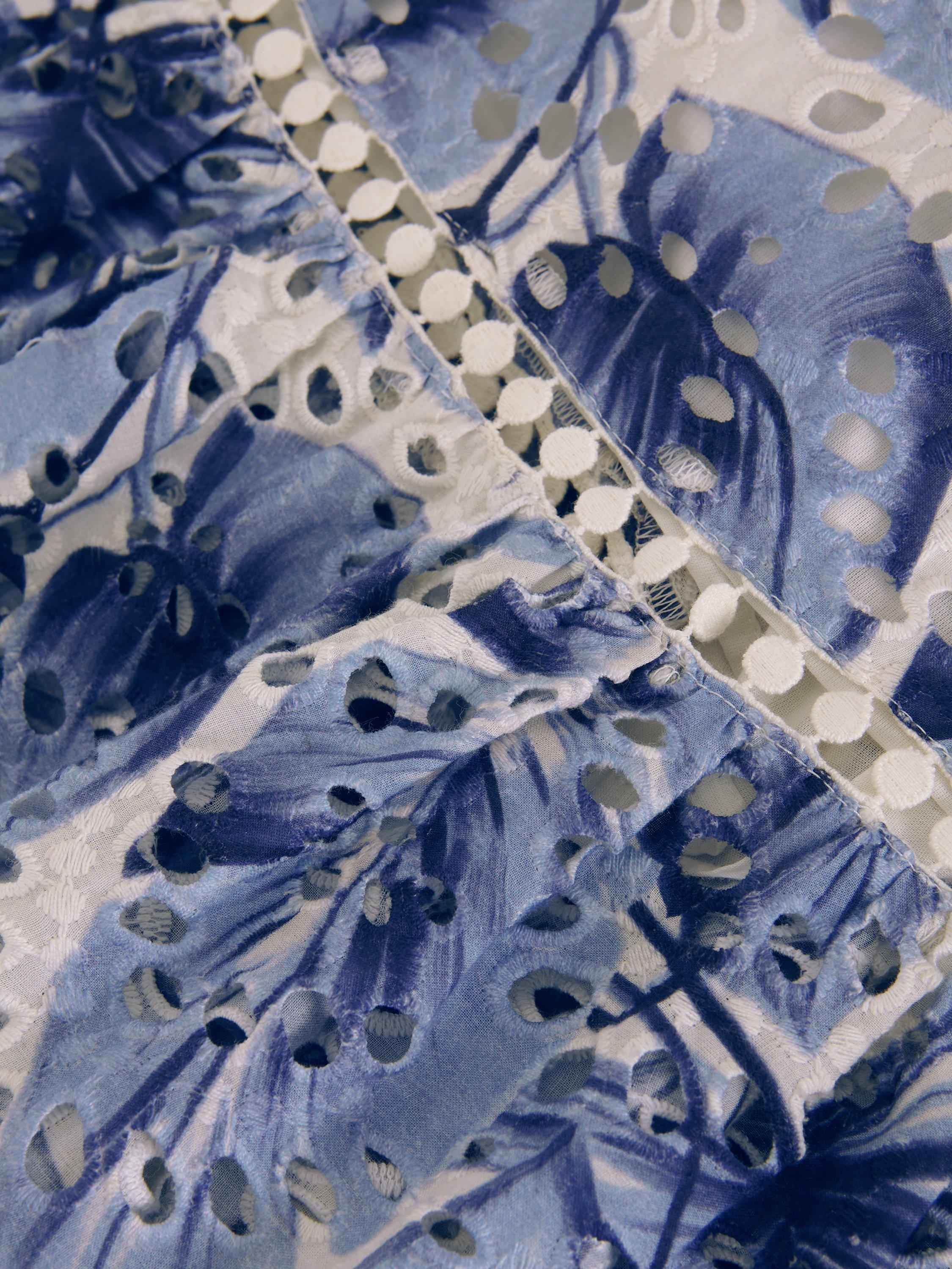 Product image 6 of 9, which shows Phase Eight Genieve Floral Broderie Anglaise Midi Dress, Blue/Multi, 6