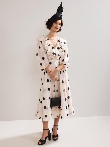 Phase Eight Jaqlyn Spot Dress, Cream/Multi, Cream/Multi