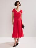 Phase Eight Jen Textured Midi Dress, Mid Pink