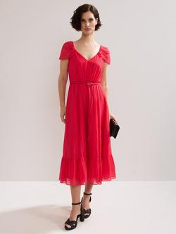 Phase Eight Jen Textured Midi Dress, Mid Pink, Mid Pink