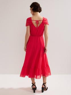 Phase Eight Jen Textured Midi Dress, Mid Pink - view 2, Mid Pink