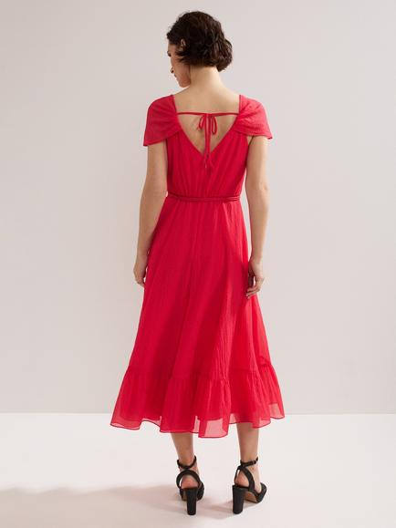 Phase Eight Jen Textured Midi Dress, Mid Pink - view 2, Mid Pink