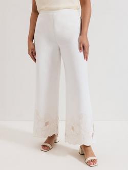 Phase Eight Petite Svea Embroidered Trousers, Ivory, Ivory