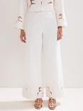 Phase Eight Svea Embroidered Hem Trousers, Ivory