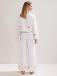 Phase Eight Svea Embroidered Hem Trousers, Ivory