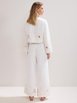 Phase Eight Svea Embroidered Hem Trousers, Ivory - view 2, Ivory