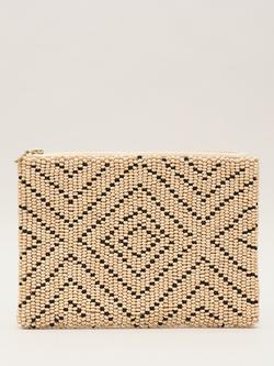 Phase Eight Geometric Beaded Clutch Bag, Neutral, Neutral