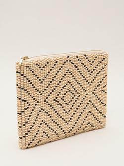 Phase Eight Geometric Beaded Clutch Bag, Neutral - view 2, Neutral