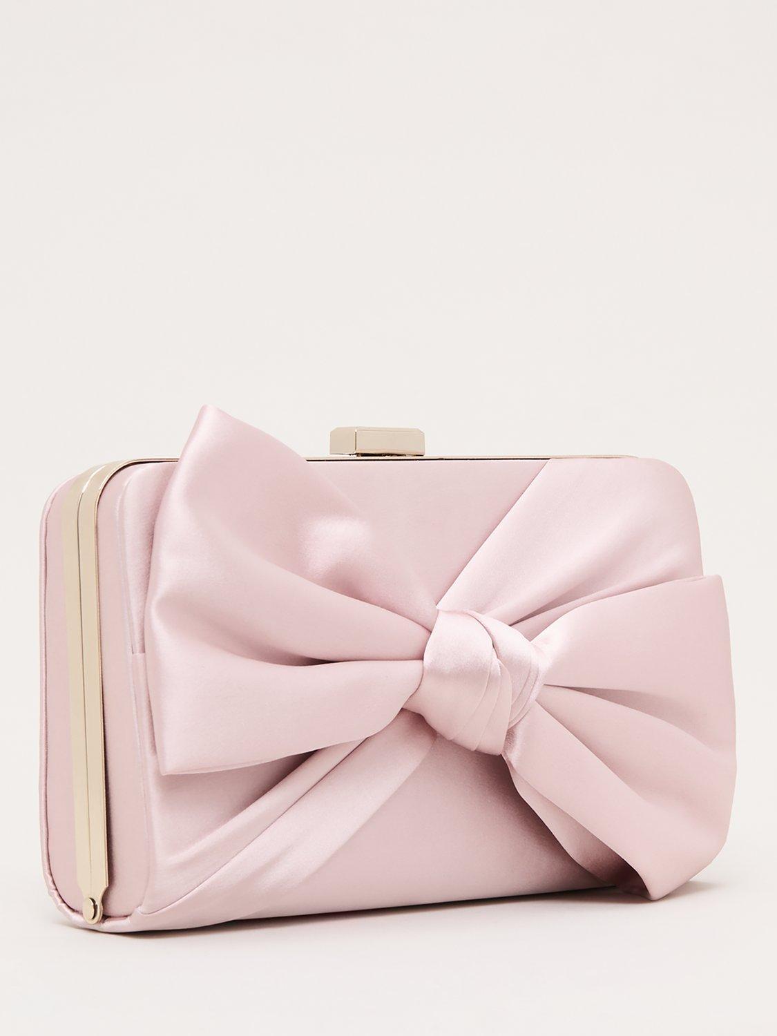 Product image 2 of 7, which shows Phase Eight Satin Knot Clutch, Light Pink