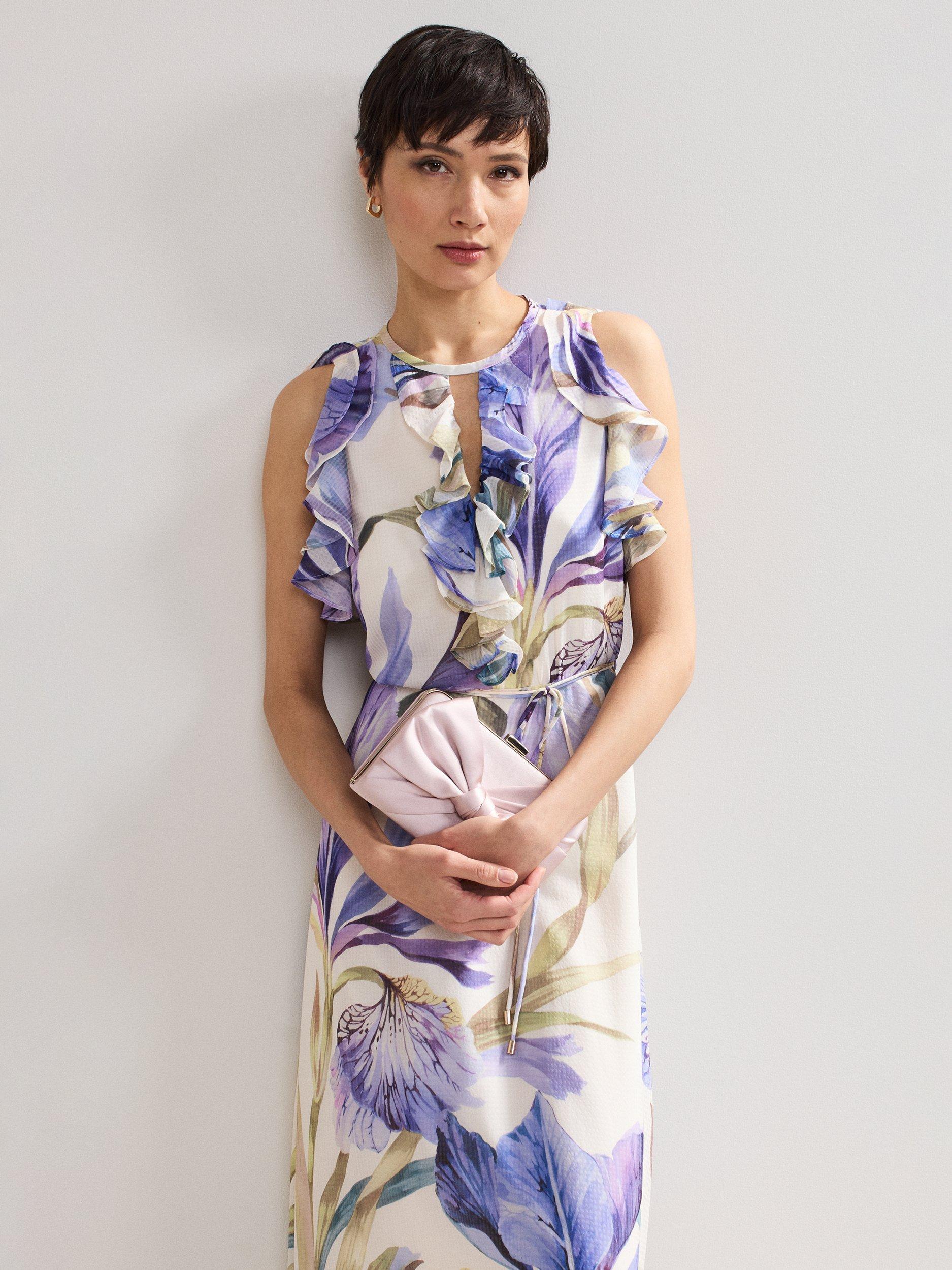 Product image 6 of 7, which shows Phase Eight Satin Knot Clutch, Light Pink