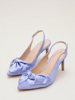 Phase Eight Twist Suede Slingback Court Shoes - view 2, Pale Blue