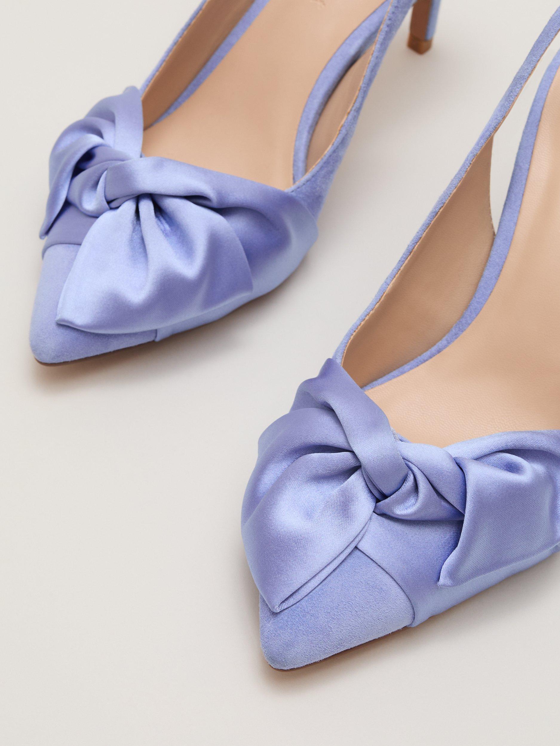 Product image 4 of 5, which shows Phase Eight Twist Suede Slingback Court Shoes, Pale Blue, 3