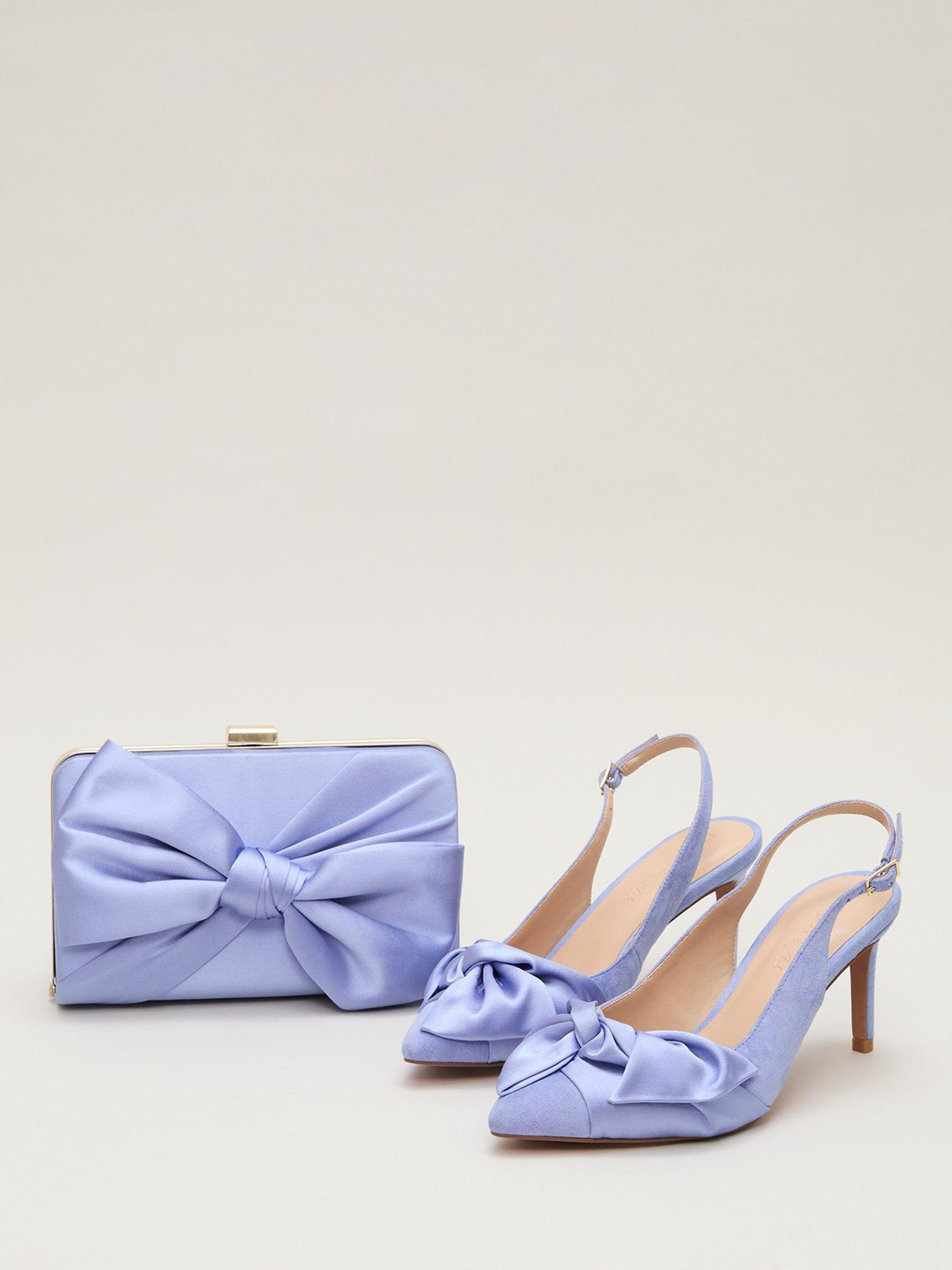 Product image 5 of 5, which shows Phase Eight Twist Suede Slingback Court Shoes, Pale Blue, 3