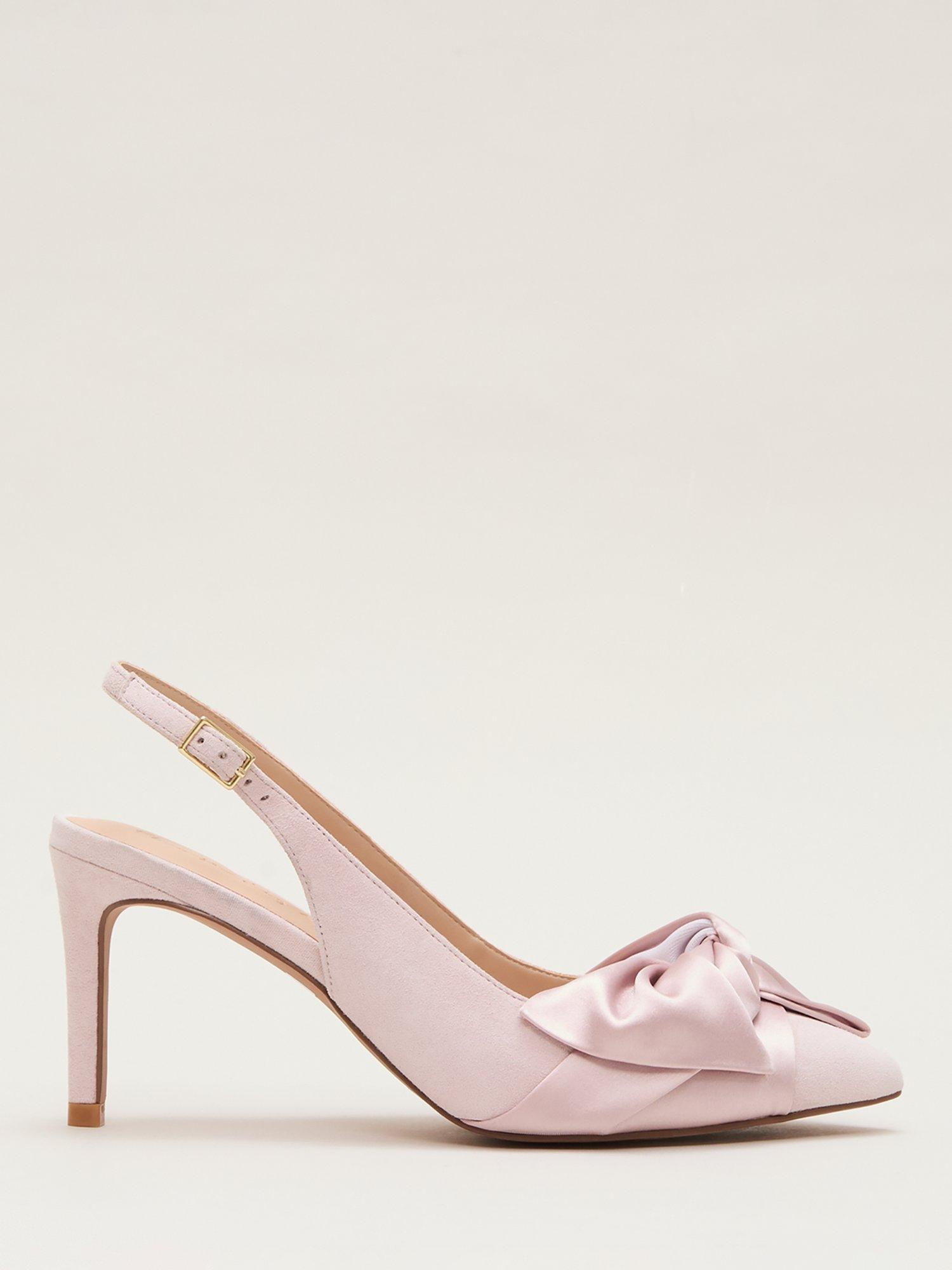 Product image 1 of 5, which shows Phase Eight Twist Suede Slingback Court Shoes, Light Pink, 3