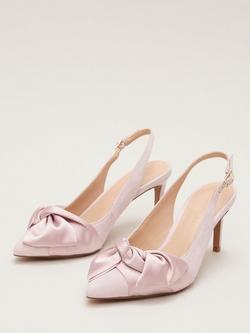 Phase Eight Twist Suede Slingback Court Shoes - view 2, Light Pink
