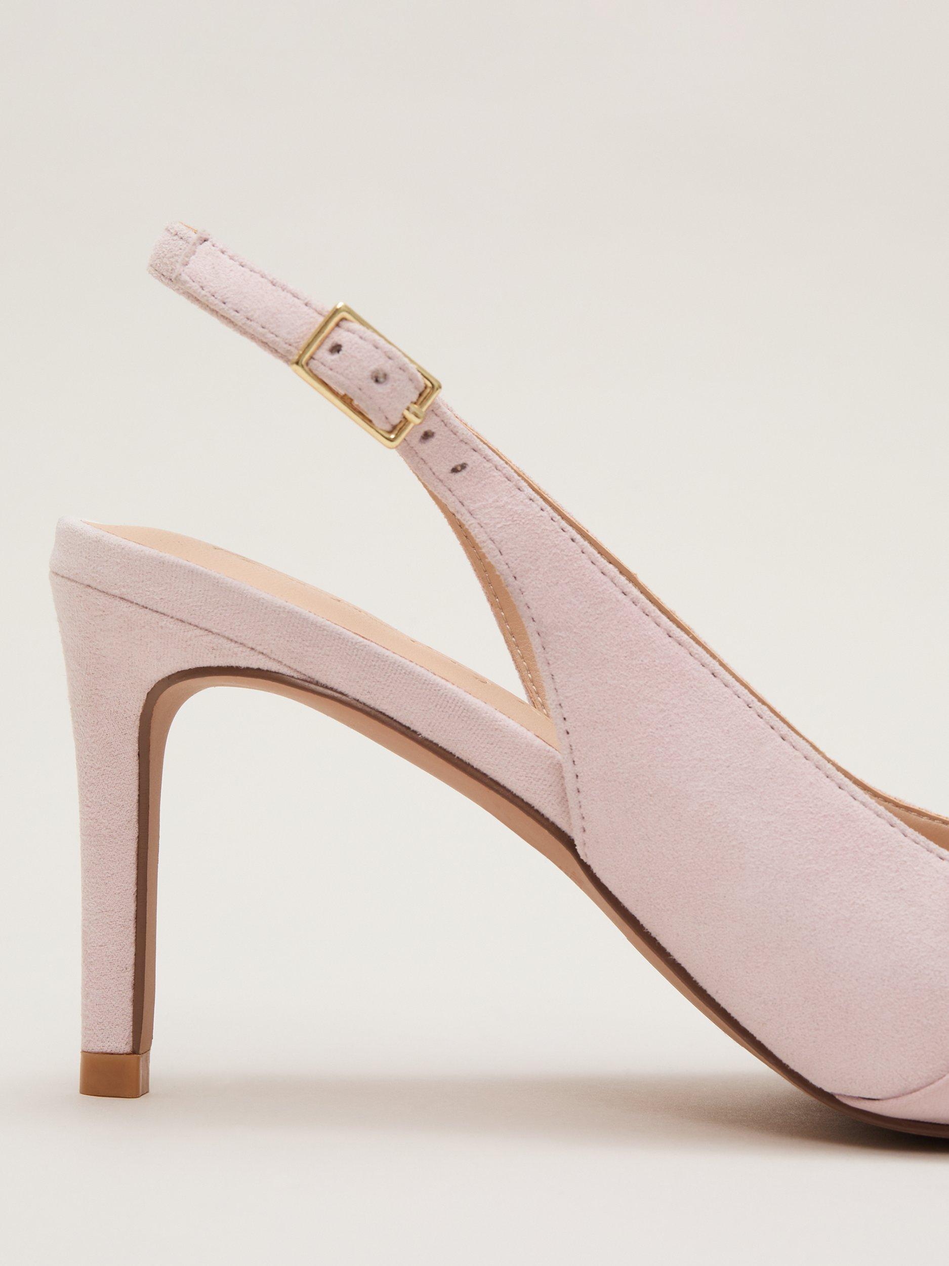Product image 3 of 5, which shows Phase Eight Twist Suede Slingback Court Shoes, Light Pink, 3