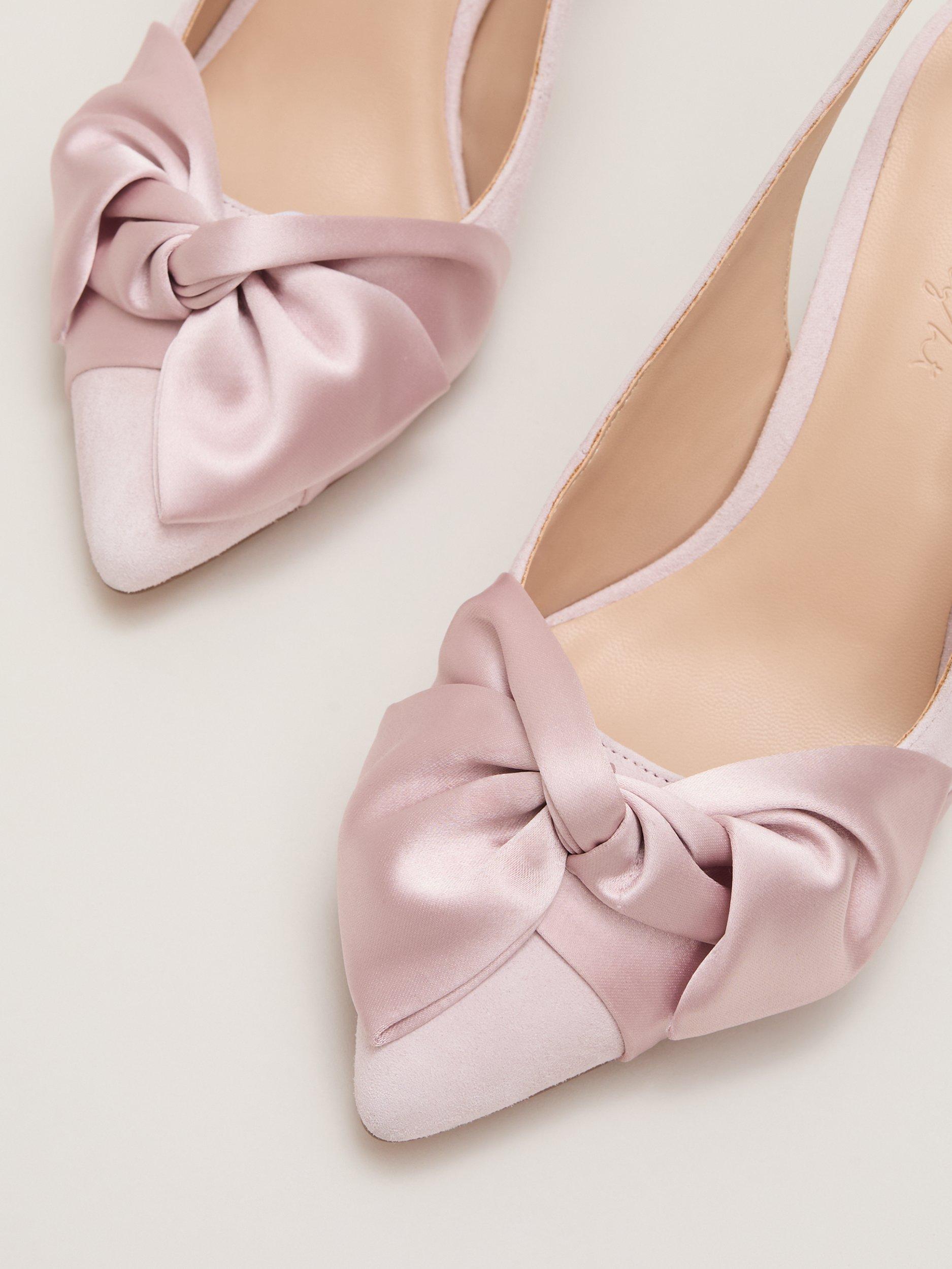 Product image 4 of 5, which shows Phase Eight Twist Suede Slingback Court Shoes, Light Pink, 3