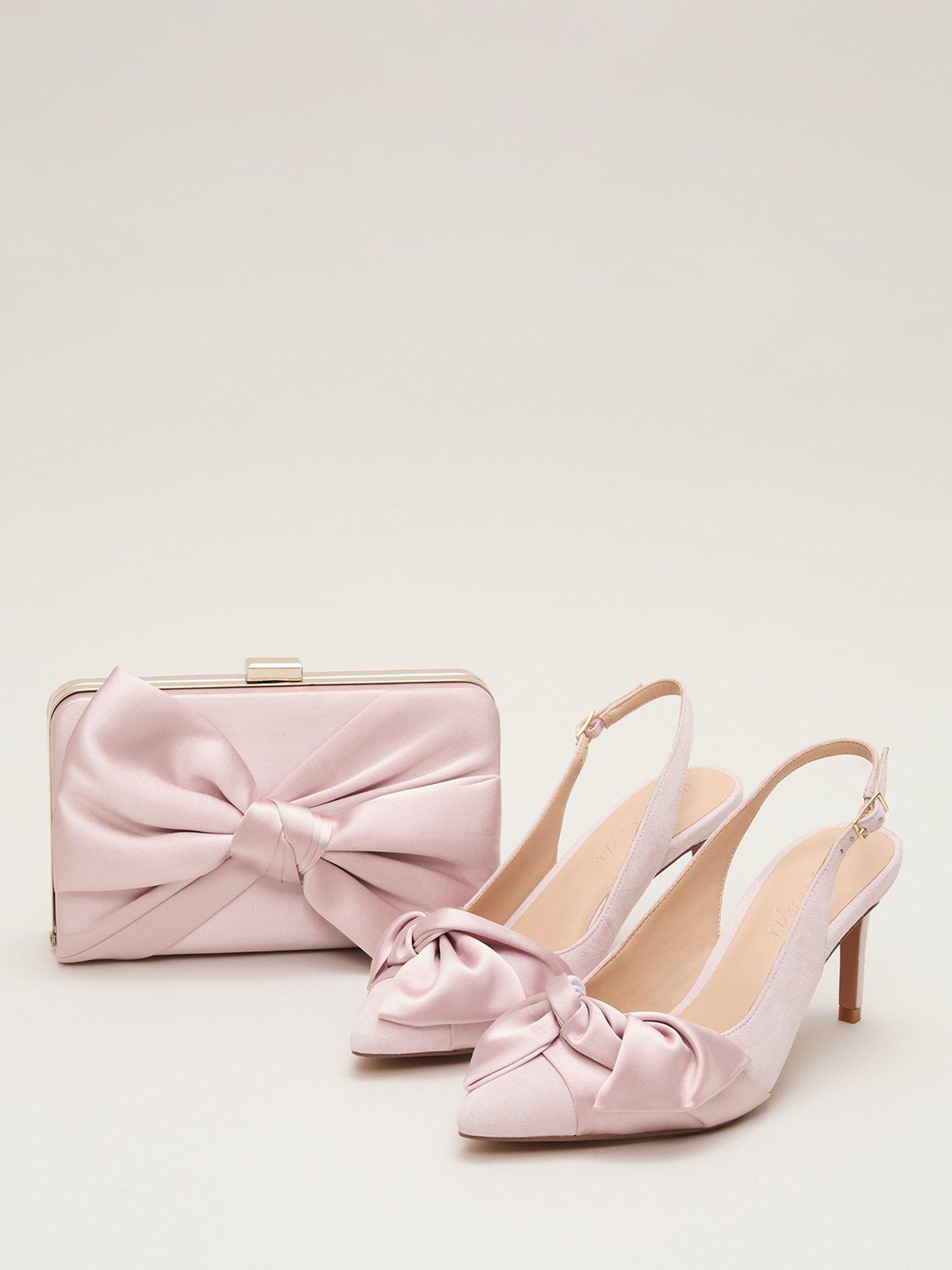 Product image 5 of 5, which shows Phase Eight Twist Suede Slingback Court Shoes, Light Pink, 3