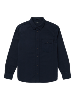 DENHAM Cotton Blend Regular Fit Worker Shirt, Navy Blue, Navy Blue