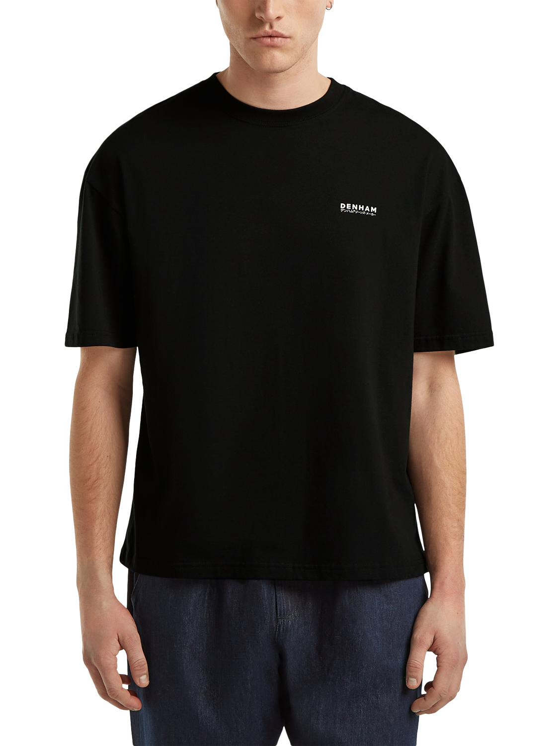 Product image 3 of 5, which shows DENHAM DVA Jinshin Cotton Regular Fit Graphic T-Shirt, Black, S