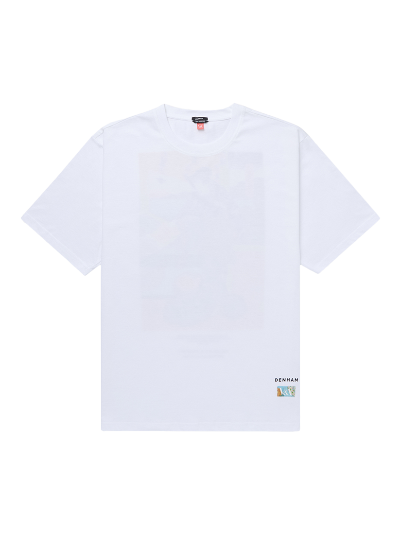 Product image 1 of 5, which shows DENHAM DVA Kabuki Cotton Regular Fit Short Graphic T-Shirt, White, S