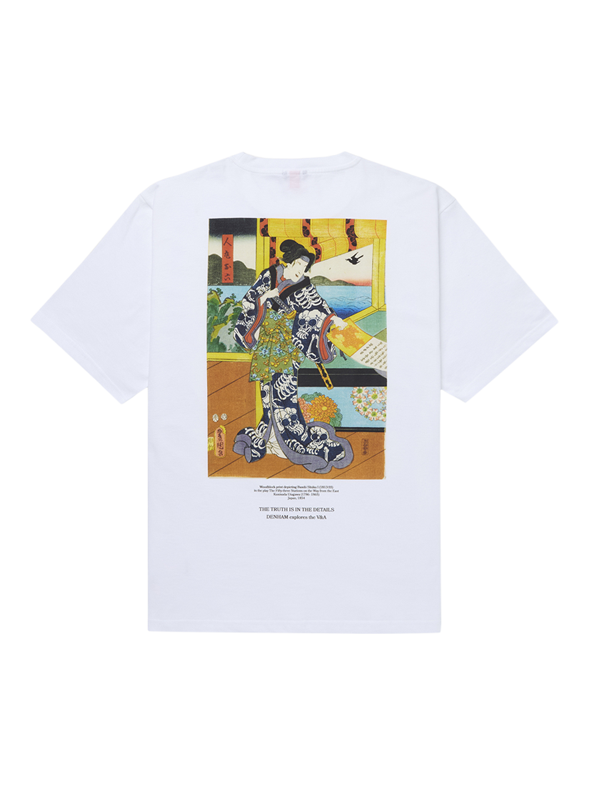 Product image 2 of 5, which shows DENHAM DVA Kabuki Cotton Regular Fit Short Graphic T-Shirt, White, S